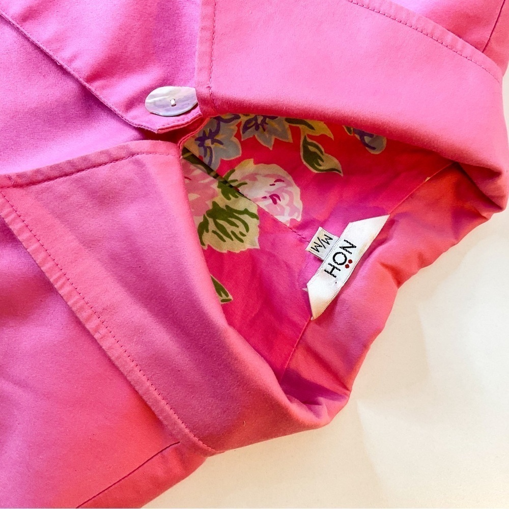 NOH Coat Pink Floral Lined Trench Style Jacket Medium
